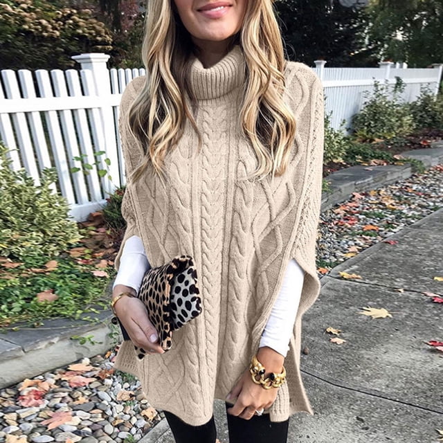 IMENGL Long sleeves plus size sweater dress, Beige 2XL, Size M-2XL