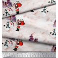 thumbnail image 2 of Soimoi polyester Crepe Fabric Snowman,Santa & Tree Christmas Decor Fabric Printed Yard 52 Inch Wide, 2 of 3