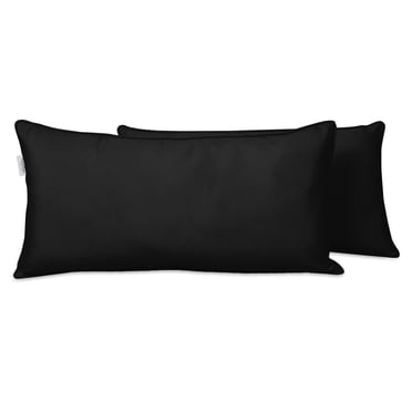 VargottamIndoor/OutdoorPolyester FabricLumbarPillowCover,All-Weather Waterproof Rectangular Cushion Case for Patio Furniture,12" x 18"Set of 2-Black