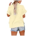 thumbnail image 3 of Dealovy Plus Size Womens Button down Shirts Cotton Linen Rolled Short Sleeve Loose Casual Work Blouses, 3 of 5