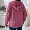 thumbnail image 3 of AherBiu Plus Size Tops for Women Ribbed Long Sleeve Hooded Pullover Spring Casual Loose Going out Tops, 3 of 7