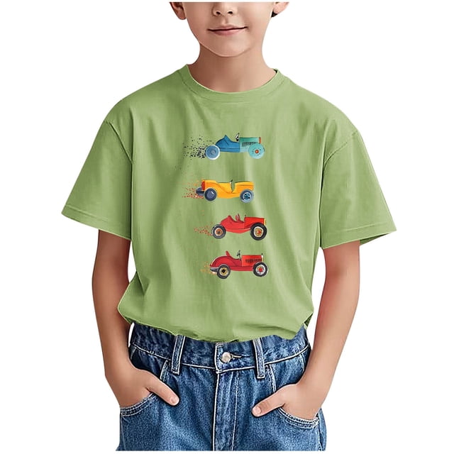 WRKEKC T-Shirts d'Été pour Garçons, T-Shirts Décontractés pour Garçons, T-Shirts Polyvalents Décontractés à Manches Courtes pour Enfants avec Motif Imprimé et Col Rond