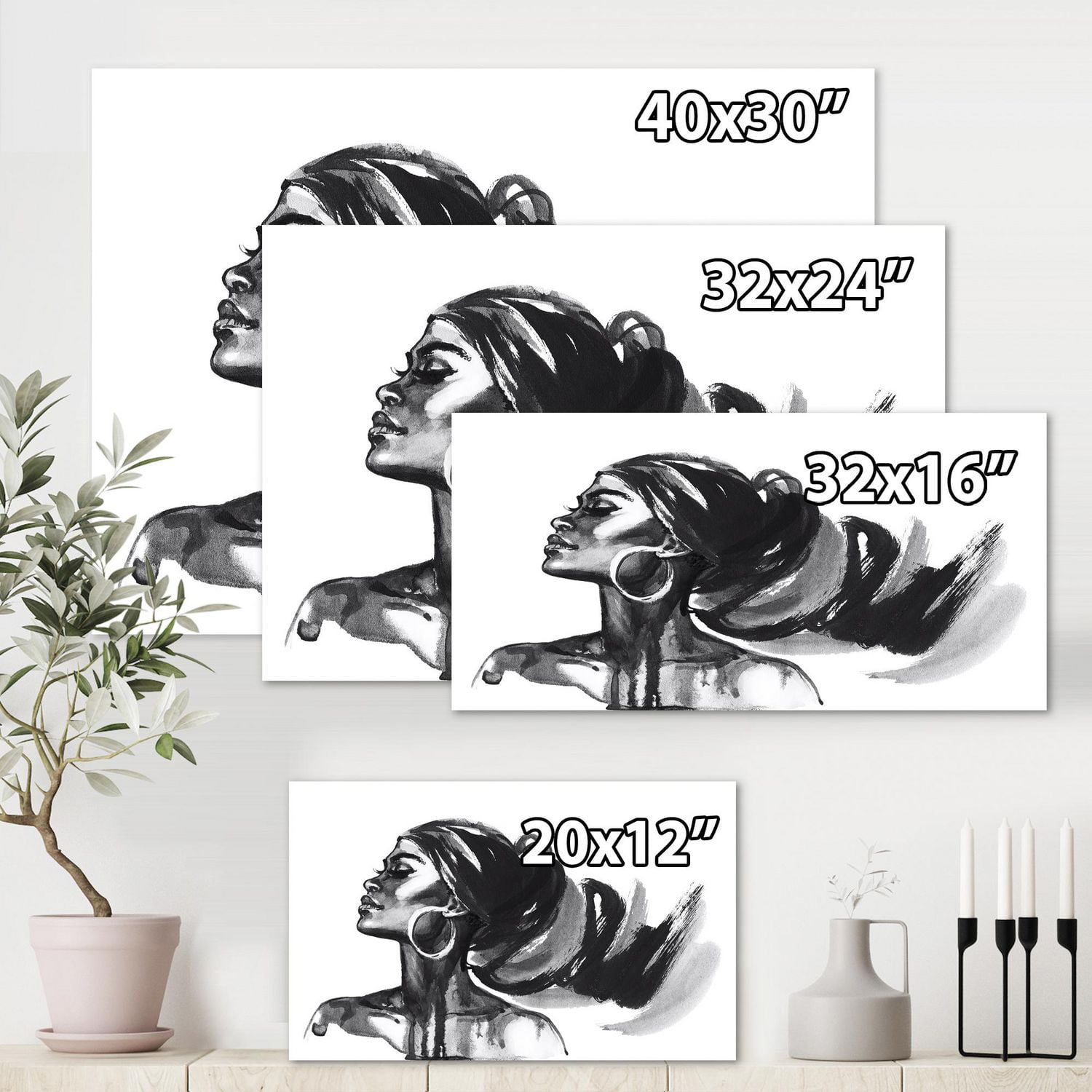 Designart Portrait monochrome de femme afro-américaine IV Art mural sur toile