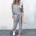 thumbnail image 2 of Yuyuzo Womens Casual Solid Color Set Sweatsuit Pullover Jogger Pants Two Piece Outfit Tracksuits, 2 of 6