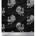 thumbnail image 1 of Soimoi Georgette Viscose Fabric Peacock Block Printed Fabric 1 Yard 42 Inch Wide, 1 of 3