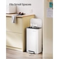 thumbnail image 3 of 8-Gallon (30L) Stainless Steel Kitchen Trash Bin with Soft Close Lid, Inner Bucket & Non-Slip Pedal, Cloud White, 3 of 5