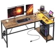 thumbnail image 1 of Bestier 58" Gaming Desk with LED Lights L Shaped Computer Desk with Power Outlet & Monitor Stand in Carbon Fiber Adults, 1 of 9
