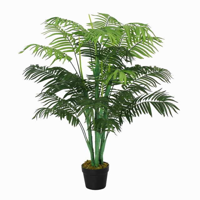 Outsunny Palmier Tropical Artificiel de 4 Pi Plante Factice avec Feuilles Réalistes. Ce Palmier Artificiel Présente 18 Feuilles Vertes Réalistes en Matériau PE, Créant un Style Naturel et vibrant. Il Est Pré-Poté dans un Robuste pot de Pépinière Noir avec Terre de Mousse et de Ciment pour la Stabilité. Mesurant 49,25 Pouces de Hauteur et 6,25 Pouces de Diamètre de pot, Il Convient à la Maison, au Bureau Ou à l'Extérieur, Ajoutant une Touche Tropicale à Tout Espace. Faible Entretien et Aucun Assemblage Requis.