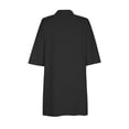 thumbnail image 4 of Meichang Robe en Lin et Coton pour Femmes, Tenue de Bureau Décontractée pour le Travail, Robes de Bureau, Col à Revers, Manches Courtes, Robe Midi, Unie, Ample, Boutonnée, 4 of 6