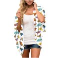 thumbnail image 2 of Fridja Womens Middle Sleeve Print Chiffon Cardigan Beach Loose Easy Tops, 2 of 6