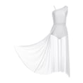thumbnail image 4 of iiniim Femme Paillettes Strass Costume de Danse Lyrique Robe Fendue Sans Manches Blanc TTG, 4 of 7