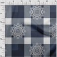 thumbnail image 3 of oneOone Cotton Silk Dusty Blue Fabric Asian Block With Check Craft Projects Decor Fabric Printed By The Yard 42 Inch Wide, 3 of 4