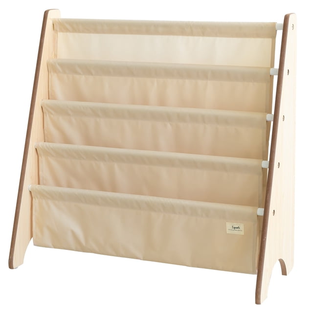 3 Sprouts Étagère de Rangement pour Livres pour Enfants en Tissu Recyclé, Beige, pour 3 Ans et Plus