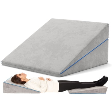 AllSettHealth Bed Wedge Pillow - 2 in 1 Design - Adjustable Height 4.5, 7.5 & 12 inches - Gray Memory Foam - Machine Washable
