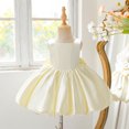 thumbnail image 4 of HXWCHs Robe en Coton Filles Robe de Fête Formelle Nœud Papillon Tutu Sans Manches pour Tout-Petits Concours Performance Jaune 2-3 Ans, 4 of 7