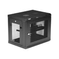 thumbnail image 2 of StarTech.com 2 Post 9U 19" Wall Mount Network Cabinet, Adjustable Depth 6-15" Locking IT Switch Depth Enclosure, Vented Computer/Electronics Equipment Data Rack w/ Shelf + Hook & Loop Tape - 19 Inch Wall Cabinet (RK9WALM) - Rack enclosure cabinet - wall mountable - black - 9U, 2 of 7