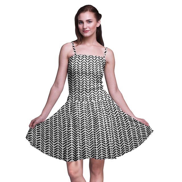 Bimba Robe Soleil Mini à Taille Smockée Géométrique pour Femmes Imprimée Tenue de Fête d'Été pour les Vacances - Très Petit