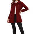 thumbnail image 1 of INSPIRE CHIC Manteau Caban Long d'Hiver à Double Boutonnage pour Femme à Col Peter Pan TP Rouge Foncé, 1 of 6