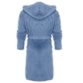 thumbnail image 3 of SHTXOZHI Men's Flannel Robe Warm Fleece HoodedSpa Bathrobe Winter Soft Robes with Pockets, 3 of 4