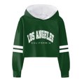 thumbnail image 1 of MIASHUI Girls Crop Tops Striped Letter Print Long Sleeve Hoodies Sweatshirt,Green,8-9 Years, 1 of 4