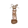 thumbnail image 2 of BLISSFUL STEP Sandales pour Femmes Unies à Brides Croisées Talons Blocs Talons Hauts Sandales à Lacets Brun 9.5, 2 of 8