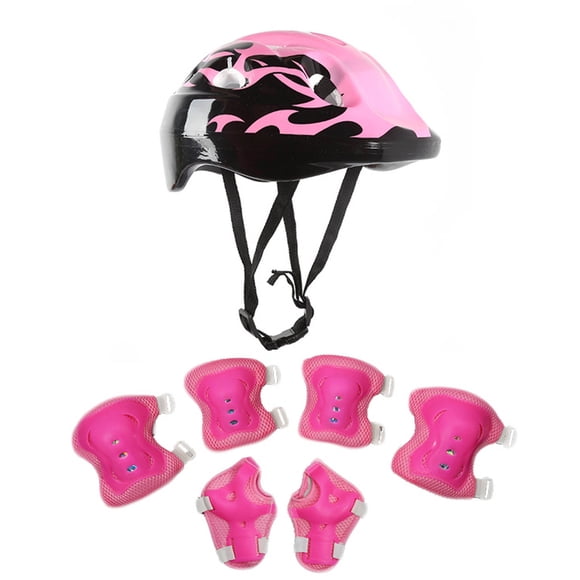 Moocorvic Ensemble de Casque de Vélo pour Enfants avec Genouillères et Coudières, Rose (Âges 3-12)