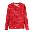 thumbnail image 4 of zanvin Chandails à Manches Longues à Imprimé de Paillettes pour Femmes, Coupe Ample Décontractée, T-Shirts à Col Rond, Chemisiers Scintillants pour Fête, Rouge, m, 4 of 4