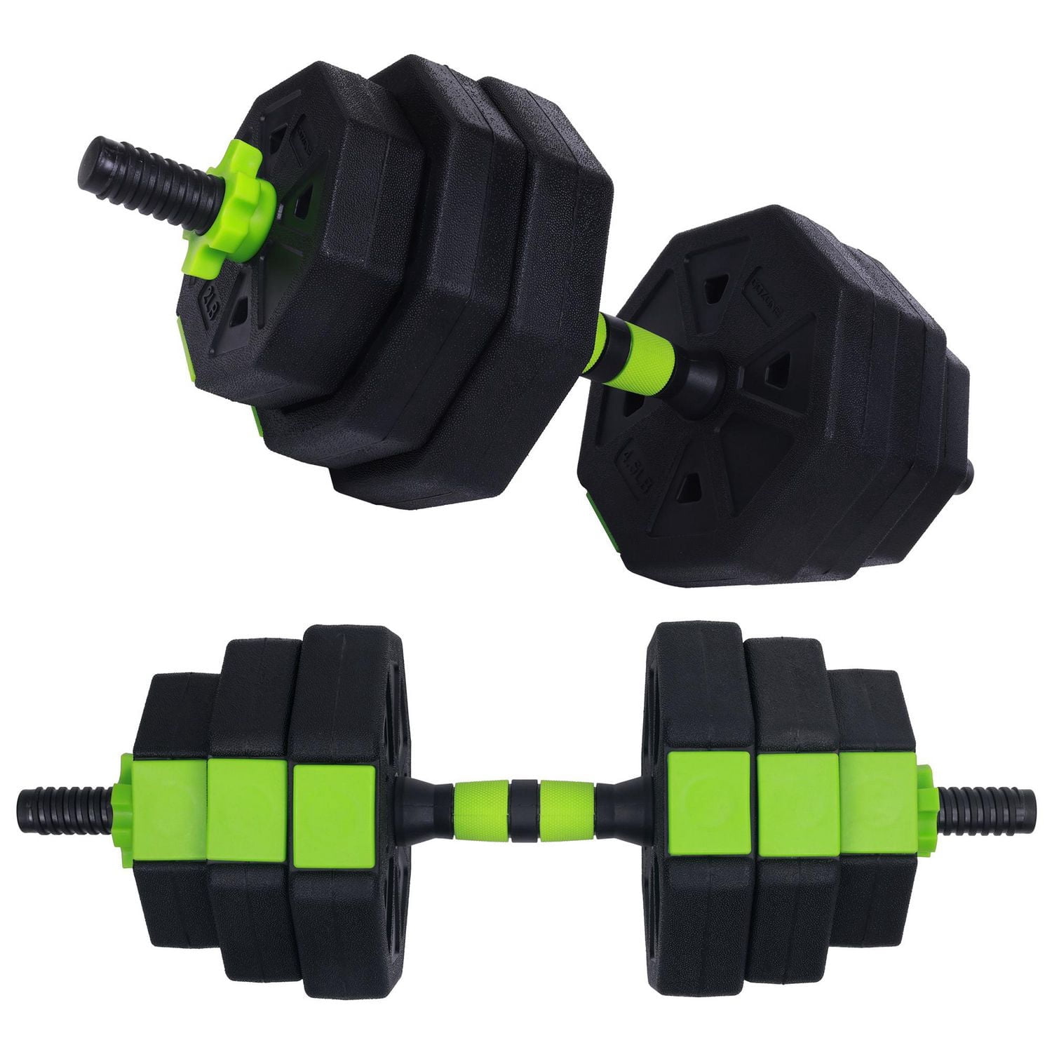 Ensemble d’haltères/poids réglable 40 lb GoZone – Noir/vert