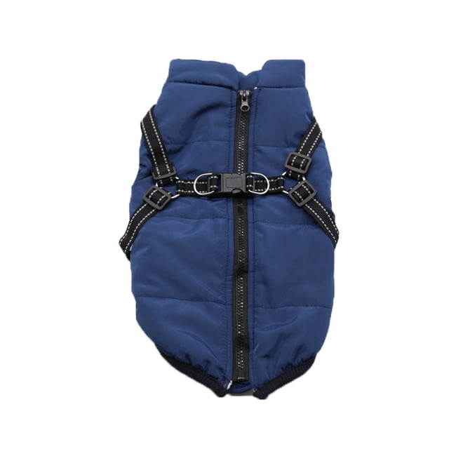 SIfdSeng Dog Shirts for Medium Dogs Girl Winter, a blue winter coat with a built-in harness and reflective straps. The jacket features a zippered front and sleeveless design for easy wear and mobility. Made from breathable, lightweight material, it offers warmth and comfort for small, medium, and large dogs. Ideal for chilly days or dogs with skin sensitivities. Durable and machine washable for convenience.