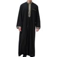 thumbnail image 3 of Birdeem Robe Musulmane pour Hommes Robe Arabe Mi-Longue Style Long Manches Longues Brodée Col Montant Poche Longue Chemise Mode Décontractée, 3 of 9