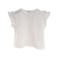 thumbnail image 1 of Sunnyoo Girls Ruffle Sleeve Cotton T-Shirt Solid Color Casual Crew Neck T Shirt, 1 of 2
