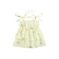 thumbnail image 1 of Xingqing 4 Couleurs d'Été Bébé Filles Mignonne Robe Fleurs Imprimées sur l'Épaule Sans Manches A-Ligne Mini Robe, 1 of 7