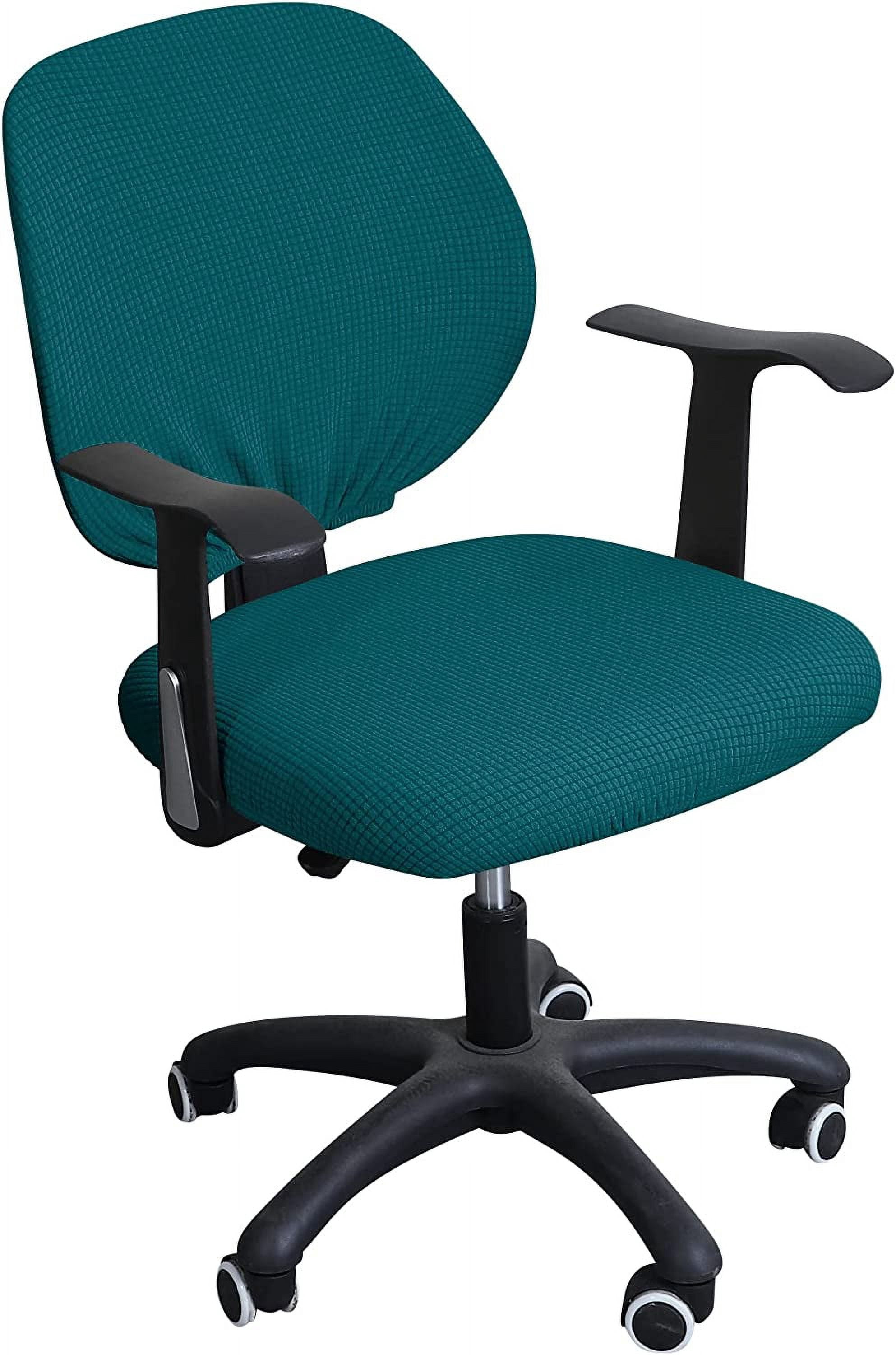 ORUYROP Housse de Chaise de Bureau Turquoise Résistante à l'Eau Extensible Jacquard Élastique Housses 2 Pcs pour Chaise d'Ordinateur de Bureau Housse Extensible