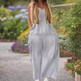 thumbnail image 4 of Wlynlyn Plus Size Jumpsuits for Women Sleeveless Rompers V Neck Baggy Wide Leg Trousers Overalls Size L, 4 of 7