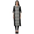 thumbnail image 1 of Moomaya Kurtis Droits Imprimés pour Femmes, Col en V, Manches Retroussables, Kurta Tunique, 1 of 6