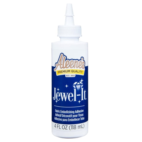 Aleene’s Jewel-It Embellishing Glue 4 fl oz – Clear Fabric Adhesive for Gems & Rhinestones, Quick-Setting Craft Glue with 24-Hour Dry Time
