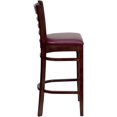 thumbnail image 2 of HERCULES Series Ladder Back Mahogany Wood Restaurant Barstool - Burgundy Vinyl Seat, 2 of 6