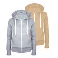 thumbnail image 1 of LMKIHUSA Womens Plus Size Fleece Two Pack Jacket Long Sleeve Solid Color Coats Full Zip Hoodies Fall Sweatshirts Open Front Drawstring Jackets with Pockets 2025 Khaki,XL, 1 of 2