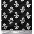 thumbnail image 1 of Soimoi Polyester Crepe Fabric Leaves & Floral Block Print Fabric by The Yard 52 Inch Wide, 1 of 3