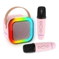 thumbnail image 1 of Kiddos LED Mini Karaoke Machine, Bluetooth Speaker with 2 Wireless Microphones, Pink, 1 of 10