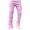 Pink, variant on fartey Men's Stacked Streetwear Denim Pants Slim FItted Patch Distressed Destroyed Pants Ripped Jeans With Zipper Button Hip Hop Jeans