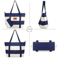 thumbnail image 4 of Sac Fourre-Tout pour Femmes à Rayures Grande Capacité Sac Fourre-Tout en Toile Sac Fourre-Tout de Voyage à Bandoulière avec Pochette, 4 of 10