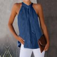 thumbnail image 1 of Débardeurs pour Femmes Été Été Hauts pour Femmes Col Rond Aguichant Dos Nu à Nouer Couleur Unie Sans Manches Camisole T-Shirt Hauts pour Femmes Chic Décontracté en Liquidation, 1 of 5