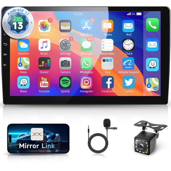 Android Car Stereo Double Din with Bluetooth, Hodozzy 10.1 Inch Touch Screen Car Radio with GPS Navigation, WiFi, DSP Mirror Link, FM RDS Radio, USB,