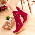 thumbnail image 1 of 2021 Chaussures Plates d'Hiver pour Femmes Bout Rond Compensées Épaisses Bottes à Tige Longue pour Dames, 1 of 5