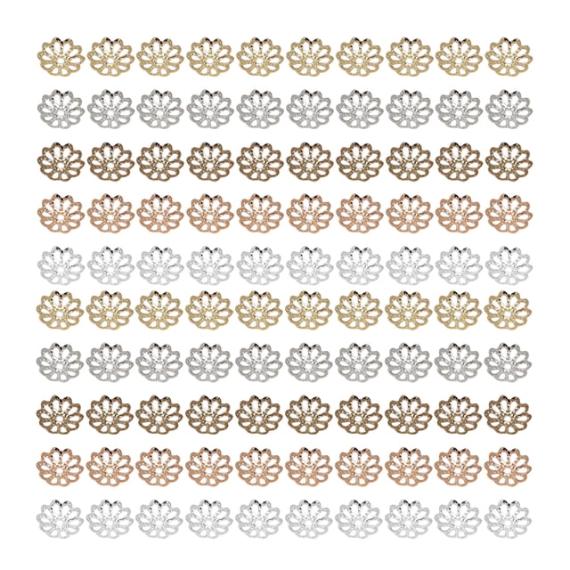 1000PCS 7MM DIY Accessories Material Natural Beads Flower Caps Spacer Pendant Hollow End Caps Jewelry Charm (Assorted Color)