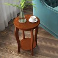 thumbnail image 4 of Gymax 2-Tier Round End Table Narrow Sofa Side Nightstand w/ Storage Shelf & Wood Legs, 4 of 9