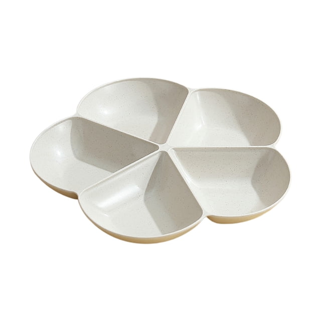 SLYNSHome Wheats Straw Candy Tray Compartment Snack Organizer Lightweight Food-Grade Plastic Party Serving Tray - Beige