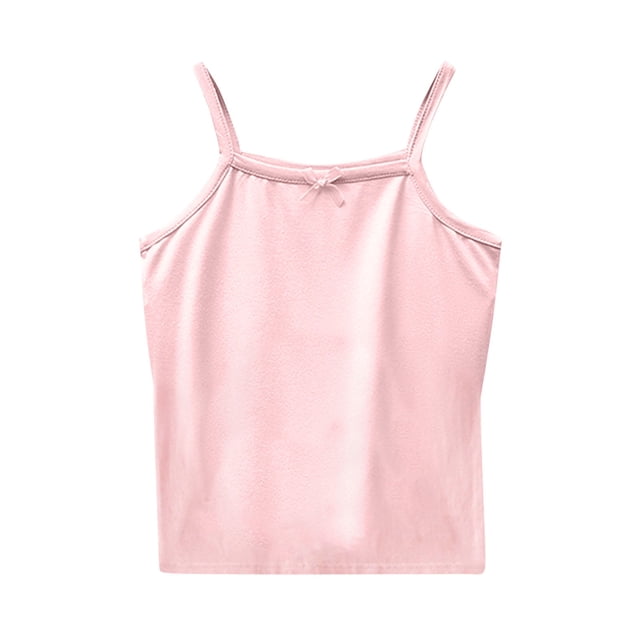 Plebaso Kids Girls Sleeveless T-Shirt Solid Color Spaghetti Strap Top Tee Baby Summer Clothes