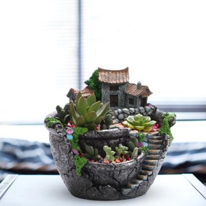 Plants Pot Succulent Plants Pot with Sweet House Flower Basket Planter Pot Garden Decoration